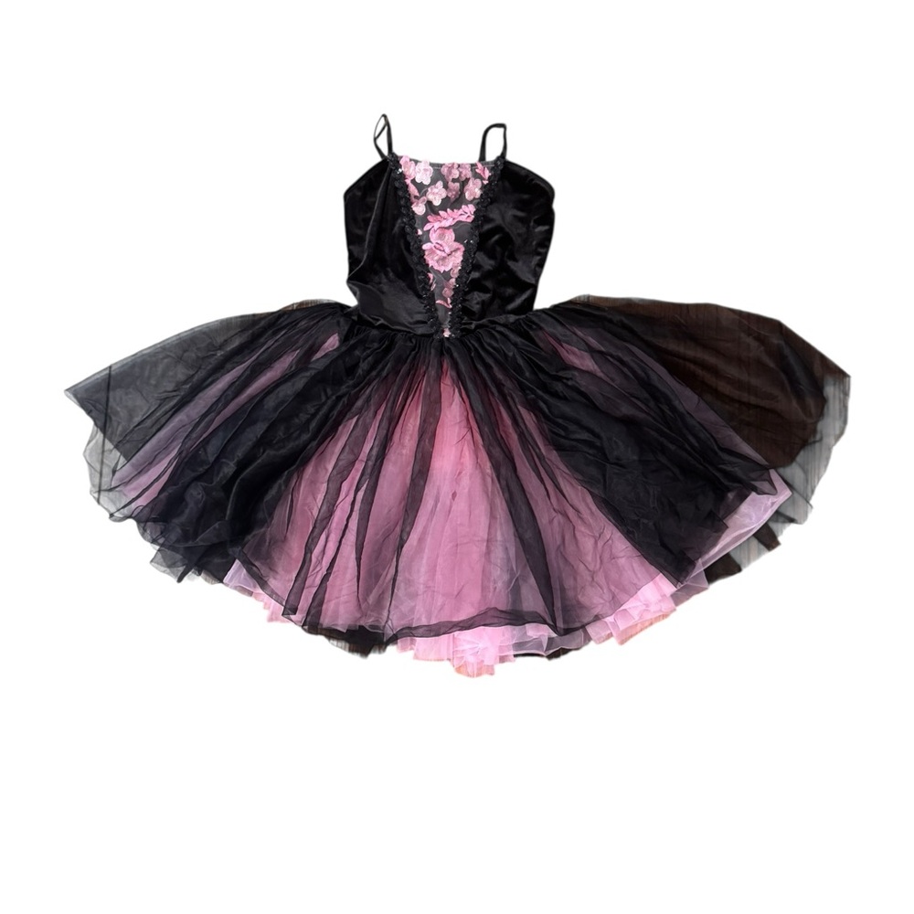 Dansco Girls Large Child Purple Black Ballet Dance Costume Adjustable Leotard LC